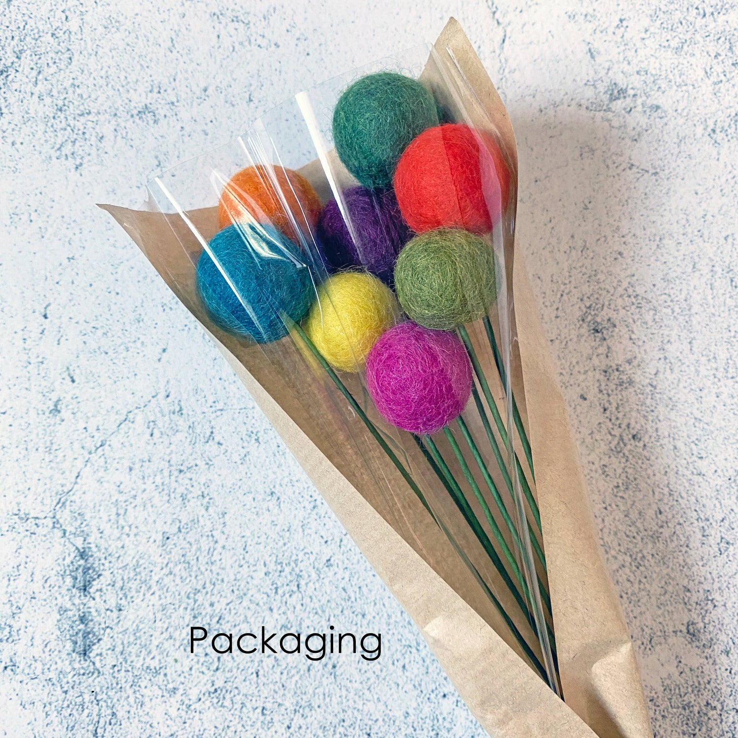 Set of 6 Felt Heart Ball Bouquet Spring Floral