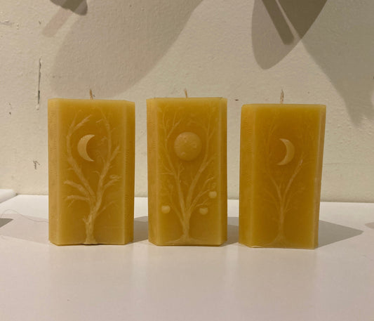 Beeswax Candle Triple Moons