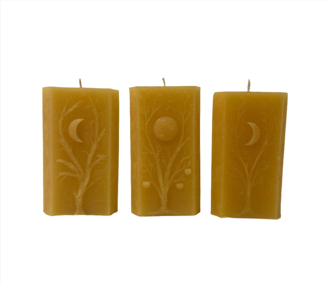 Beeswax Candle Triple Moons