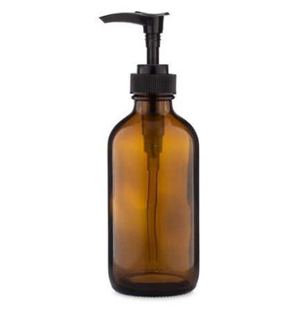 Pump Bottle, Amber Glass 8oz