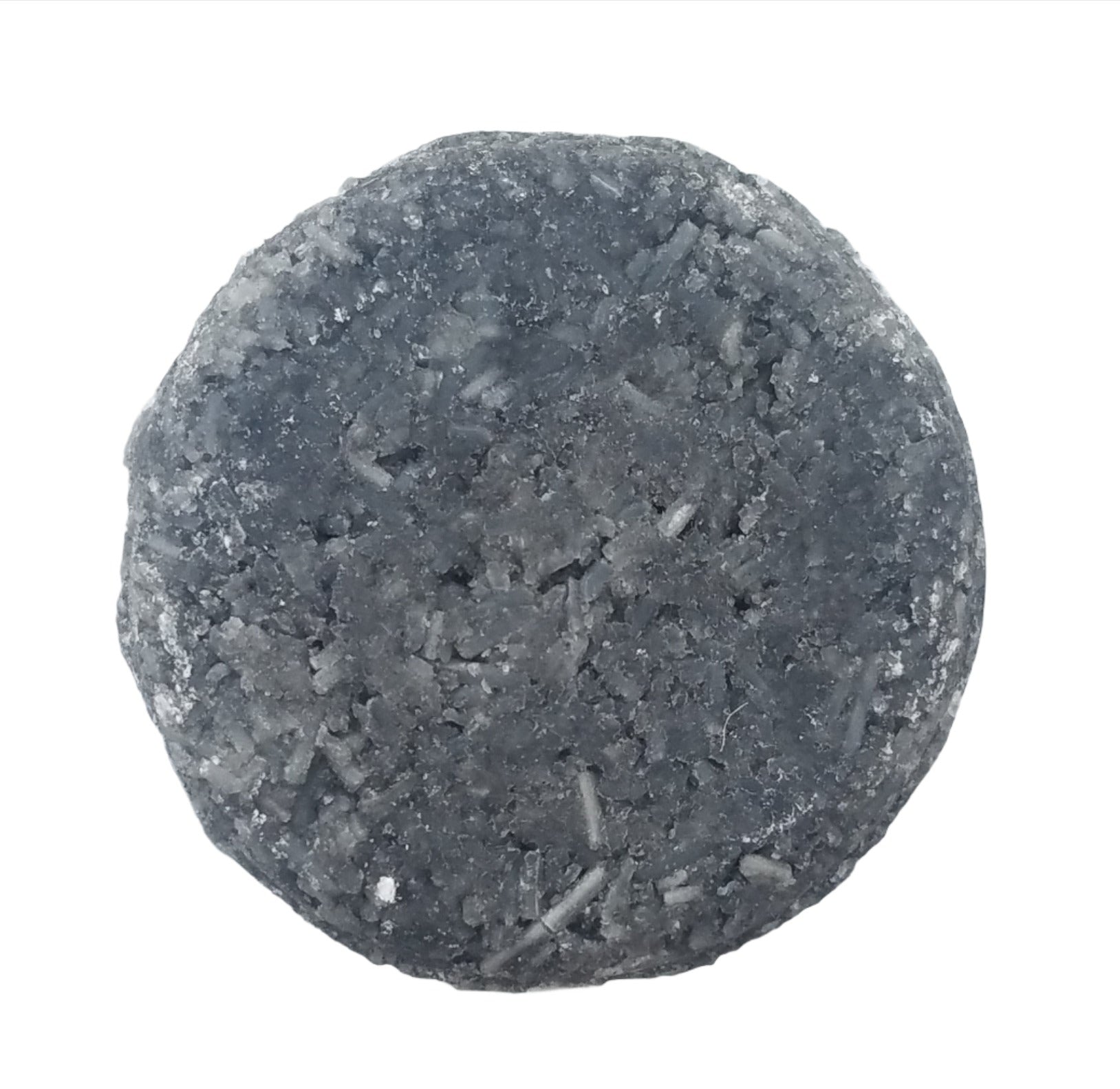 round gray shampoo bar